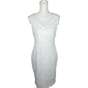 Banana Republic Lace Eyelet Sheath Dress Size 6 White Bridal NWT